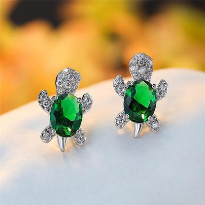 Pendientes de Tortuga Marina en Zirconio y Plata