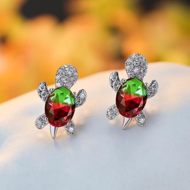 Pendientes de Tortuga Marina en Zirconio y Plata