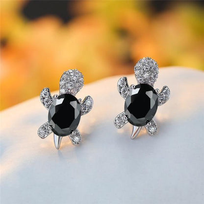 Pendientes de Tortuga Marina en Zirconio y Plata
