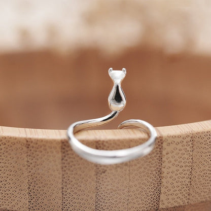 Anillo adorable de gato en acero inoxidable