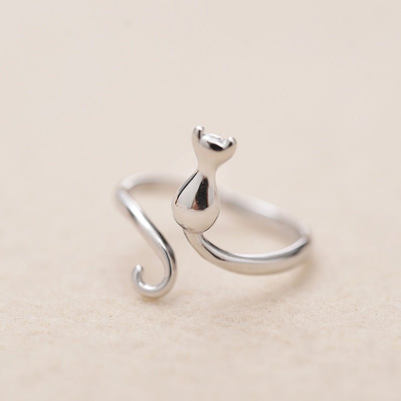 Anillo adorable de gato en acero inoxidable