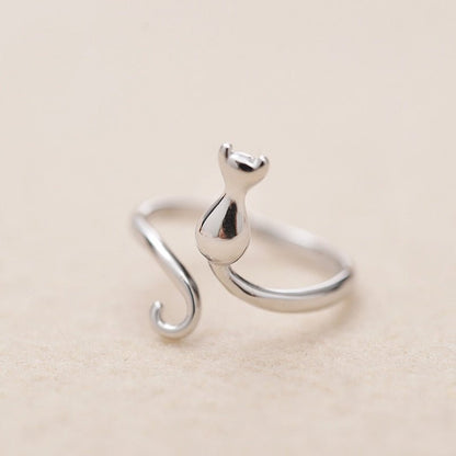Anillo adorable de gato en acero inoxidable