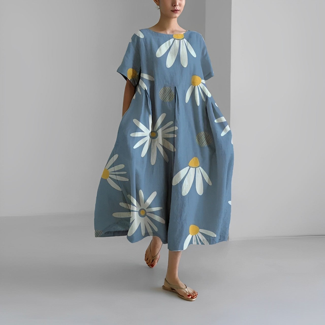 Daisy - Vestido Maxi Suelto de Gran Movimiento Retro