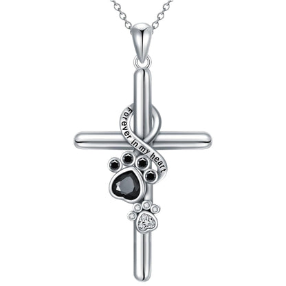 Collar de Pata y Cruz en Plata de Ley 925